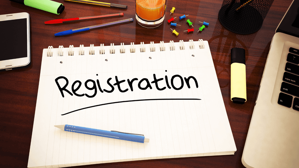 Registration written on piece of paper with Texta