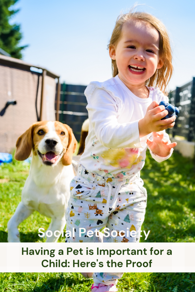 Pinterest pin with a child running with their pet dog