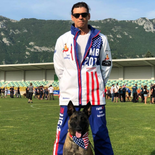 Ivan the dog trainer with his dog. Well known trainer