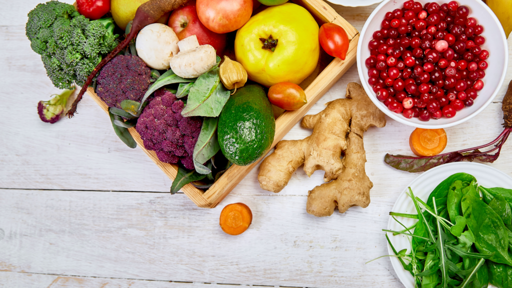 A platter of superfoods that a dog can eat