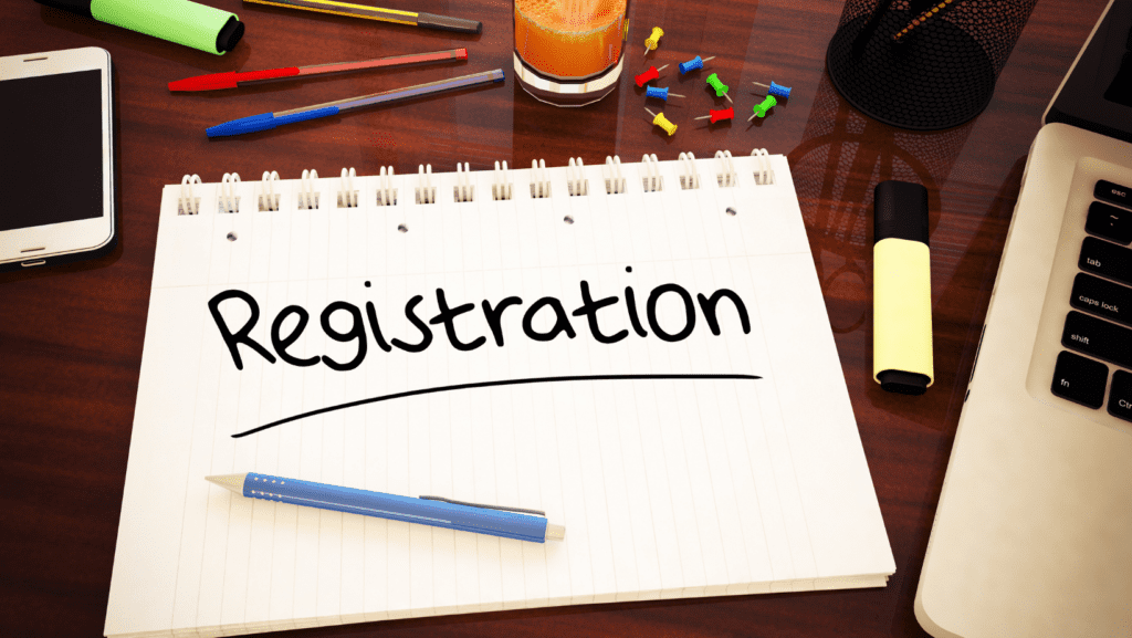 Registration written on piece of paper with Texta