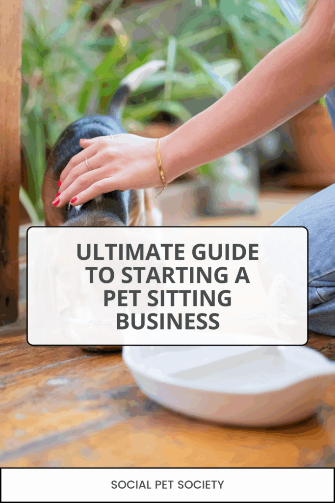 Woman patting a dog while using her mobile phone – Ultimate Guide to Starting a Pet Sitting Business
